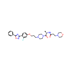 C[C@@H](NC(=O)CCN1CCOCC1)C(=O)N1CCN(CCCOc2ccc(-c3noc(-c4ccccc4)n3)c(F)c2)CC1 ZINC000027740009