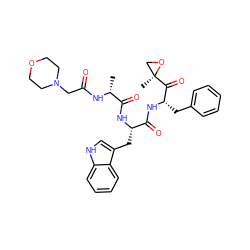 C[C@@H](NC(=O)CN1CCOCC1)C(=O)N[C@@H](Cc1c[nH]c2ccccc12)C(=O)N[C@@H](Cc1ccccc1)C(=O)[C@@]1(C)CO1 ZINC000219685031