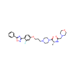 C[C@@H](NC(=O)CN1CCOCC1)C(=O)N1CCN(CCCOc2ccc(-c3noc(-c4ccccc4)n3)c(F)c2)CC1 ZINC000027741025