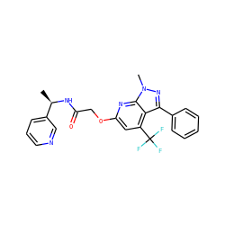 C[C@@H](NC(=O)COc1cc(C(F)(F)F)c2c(-c3ccccc3)nn(C)c2n1)c1cccnc1 ZINC000117513770