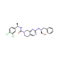 C[C@@H](NC(=O)N1CCc2cnc(N[C@H](CO)Cc3ccccc3)nc2C1)c1ccc(Cl)c(Cl)c1 ZINC001772592967
