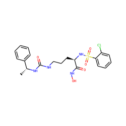 C[C@@H](NC(=O)NCCC[C@@H](NS(=O)(=O)c1ccccc1Cl)C(=O)NO)c1ccccc1 ZINC000026176563