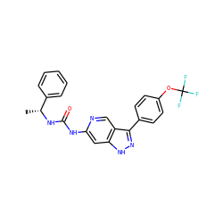 C[C@@H](NC(=O)Nc1cc2[nH]nc(-c3ccc(OC(F)(F)F)cc3)c2cn1)c1ccccc1 ZINC000261100569