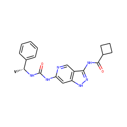 C[C@@H](NC(=O)Nc1cc2[nH]nc(NC(=O)C3CCC3)c2cn1)c1ccccc1 ZINC001772647921