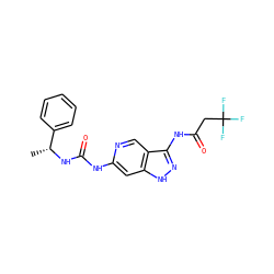 C[C@@H](NC(=O)Nc1cc2[nH]nc(NC(=O)CC(F)(F)F)c2cn1)c1ccccc1 ZINC001772570600