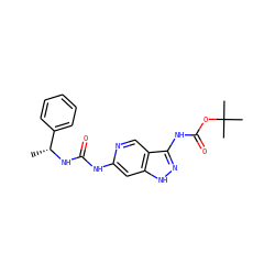 C[C@@H](NC(=O)Nc1cc2[nH]nc(NC(=O)OC(C)(C)C)c2cn1)c1ccccc1 ZINC001772571894