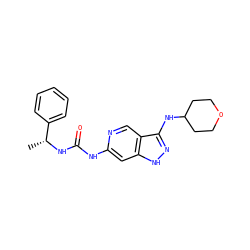 C[C@@H](NC(=O)Nc1cc2[nH]nc(NC3CCOCC3)c2cn1)c1ccccc1 ZINC001772593456