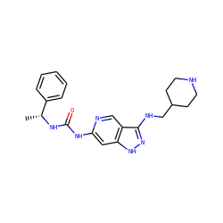 C[C@@H](NC(=O)Nc1cc2[nH]nc(NCC3CCNCC3)c2cn1)c1ccccc1 ZINC001772611800