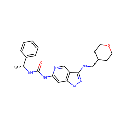 C[C@@H](NC(=O)Nc1cc2[nH]nc(NCC3CCOCC3)c2cn1)c1ccccc1 ZINC001772610916
