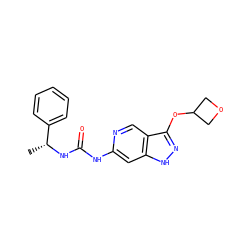 C[C@@H](NC(=O)Nc1cc2[nH]nc(OC3COC3)c2cn1)c1ccccc1 ZINC000209396702