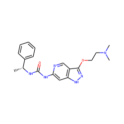 C[C@@H](NC(=O)Nc1cc2[nH]nc(OCCN(C)C)c2cn1)c1ccccc1 ZINC001772615623