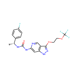 C[C@@H](NC(=O)Nc1cc2[nH]nc(OCCOC(F)(F)F)c2cn1)c1ccc(F)cc1 ZINC001772574234