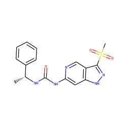 C[C@@H](NC(=O)Nc1cc2[nH]nc(S(C)(=O)=O)c2cn1)c1ccccc1 ZINC001772597464
