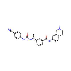 C[C@@H](NC(=O)Nc1ccc(C#N)cc1)c1cccc(C(=O)Nc2ccc3c(c2)CN(C)CC3)c1 ZINC000204341659