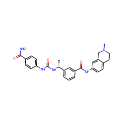 C[C@@H](NC(=O)Nc1ccc(C(N)=O)cc1)c1cccc(C(=O)Nc2ccc3c(c2)CN(C)CC3)c1 ZINC000204341737