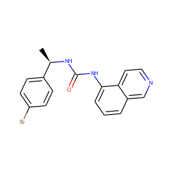 C[C@@H](NC(=O)Nc1cccc2cnccc12)c1ccc(Br)cc1 ZINC000014973616