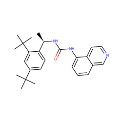 C[C@@H](NC(=O)Nc1cccc2cnccc12)c1ccc(C(C)(C)C)cc1C(C)(C)C ZINC000014973683