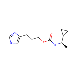 C[C@@H](NC(=O)OCCCc1c[nH]cn1)C1CC1 ZINC000013490988