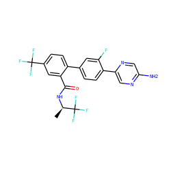 C[C@@H](NC(=O)c1cc(C(F)(F)F)ccc1-c1ccc(-c2cnc(N)cn2)c(F)c1)C(F)(F)F ZINC000224711446