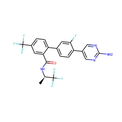 C[C@@H](NC(=O)c1cc(C(F)(F)F)ccc1-c1ccc(-c2cnc(N)nc2)c(F)c1)C(F)(F)F ZINC000224711327
