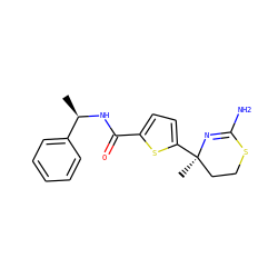 C[C@@H](NC(=O)c1ccc([C@]2(C)CCSC(N)=N2)s1)c1ccccc1 ZINC000096174271