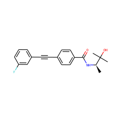 C[C@@H](NC(=O)c1ccc(C#Cc2cccc(F)c2)cc1)C(C)(C)O ZINC000096933596