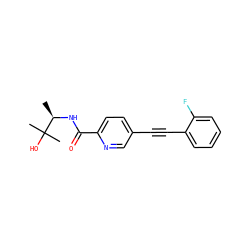 C[C@@H](NC(=O)c1ccc(C#Cc2ccccc2F)cn1)C(C)(C)O ZINC000096933582