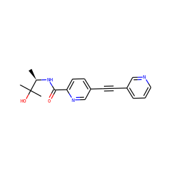 C[C@@H](NC(=O)c1ccc(C#Cc2cccnc2)cn1)C(C)(C)O ZINC000096933591