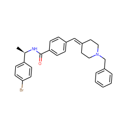 C[C@@H](NC(=O)c1ccc(C=C2CCN(Cc3ccccc3)CC2)cc1)c1ccc(Br)cc1 ZINC000043022594