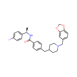 C[C@@H](NC(=O)c1ccc(CC2CCN(Cc3ccc4c(c3)OCO4)CC2)cc1)c1ccc(I)cc1 ZINC000043024844