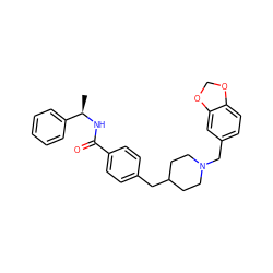 C[C@@H](NC(=O)c1ccc(CC2CCN(Cc3ccc4c(c3)OCO4)CC2)cc1)c1ccccc1 ZINC000042965953