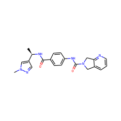 C[C@@H](NC(=O)c1ccc(NC(=O)N2Cc3cccnc3C2)cc1)c1cnn(C)c1 ZINC000166830226
