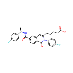 C[C@@H](NC(=O)c1ccc2c(=O)n(-c3ccc(F)cc3)c(CCCCC(=O)O)cc2c1)c1ccc(F)cc1 ZINC000205659888