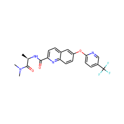 C[C@@H](NC(=O)c1ccc2cc(Oc3ccc(C(F)(F)F)cn3)ccc2n1)C(=O)N(C)C ZINC001772606088