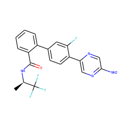 C[C@@H](NC(=O)c1ccccc1-c1ccc(-c2cnc(N)cn2)c(F)c1)C(F)(F)F ZINC000224773566