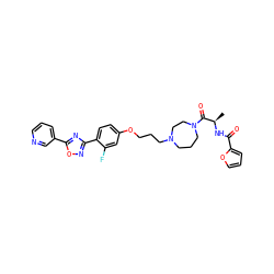 C[C@@H](NC(=O)c1ccco1)C(=O)N1CCCN(CCCOc2ccc(-c3noc(-c4cccnc4)n3)c(F)c2)CC1 ZINC000027740614