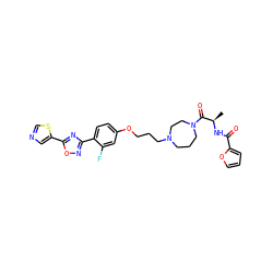 C[C@@H](NC(=O)c1ccco1)C(=O)N1CCCN(CCCOc2ccc(-c3noc(-c4cncs4)n3)c(F)c2)CC1 ZINC000027739222