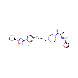 C[C@@H](NC(=O)c1ccco1)C(=O)N1CCCN(CCCOc2ccc(-c3noc(C4CCCC4)n3)c(F)c2)CC1 ZINC000027744120