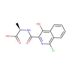 C[C@@H](NC(=O)c1nc(Cl)c2ccccc2c1O)C(=O)O ZINC000040412260