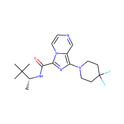 C[C@@H](NC(=O)c1nc(N2CCC(F)(F)CC2)c2cnccn12)C(C)(C)C ZINC000071329235
