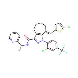 C[C@@H](NC(=O)c1nn(-c2ccc(C(F)(F)F)cc2Cl)c2c1CCCC/C2=C\c1ccc(Cl)s1)c1ccccn1 ZINC001772615173