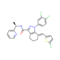 C[C@@H](NC(=O)c1nn(-c2ccc(Cl)c(Cl)c2)c2c1CCC/C2=C\c1ccc(Cl)s1)c1ccccn1 ZINC001772636747