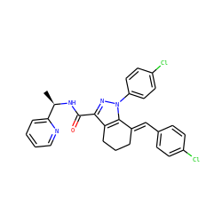 C[C@@H](NC(=O)c1nn(-c2ccc(Cl)cc2)c2c1CCC/C2=C\c1ccc(Cl)cc1)c1ccccn1 ZINC001772602213
