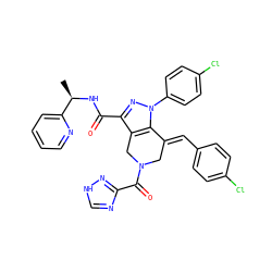 C[C@@H](NC(=O)c1nn(-c2ccc(Cl)cc2)c2c1CN(C(=O)c1nc[nH]n1)C/C2=C\c1ccc(Cl)cc1)c1ccccn1 ZINC001772650206