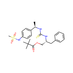 C[C@@H](NC(=S)N[C@@H](COC(=O)C(C)(C)C)Cc1ccccc1)c1ccc(NS(C)(=O)=O)cc1 ZINC000141180347
