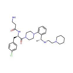 C[C@@H](NCCN1CCCCC1)c1ccccc1N1CCN(C(=O)[C@@H](Cc2ccc(Cl)cc2)NC(=O)CCN)CC1 ZINC000028385065