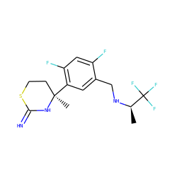 C[C@@H](NCc1cc([C@]2(C)CCSC(=N)N2)c(F)cc1F)C(F)(F)F ZINC001772622341