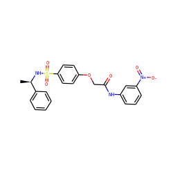C[C@@H](NS(=O)(=O)c1ccc(OCC(=O)Nc2cccc([N+](=O)[O-])c2)cc1)c1ccccc1 ZINC000001127140