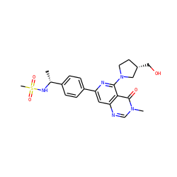C[C@@H](NS(C)(=O)=O)c1ccc(-c2cc3ncn(C)c(=O)c3c(N3CC[C@H](CO)C3)n2)cc1 ZINC000143304680