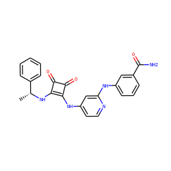 C[C@@H](Nc1c(Nc2ccnc(Nc3cccc(C(N)=O)c3)c2)c(=O)c1=O)c1ccccc1 ZINC000100081290